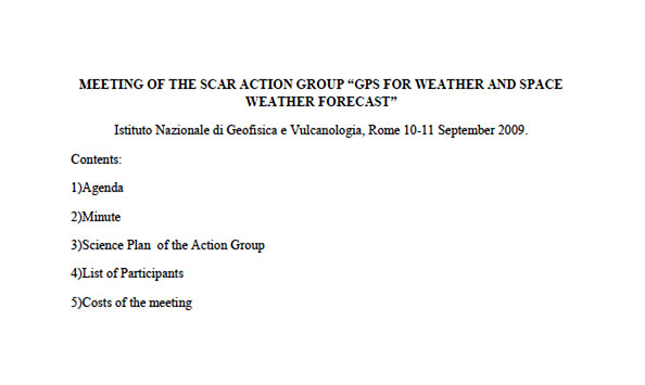 Meeting of the SCAR Action Group "GPS for Weather and Space Weather Forecast"